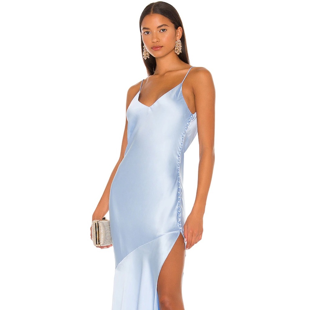 Baby Blue Silk Midi Dress